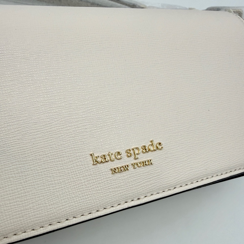 Kate Spade Devin Colorblocked Flap Chain Wallet Timeless Taupe Multi - Picture 3 of 16